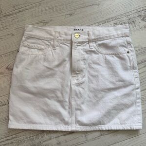 Frame Denim White Denim Mini Skirt